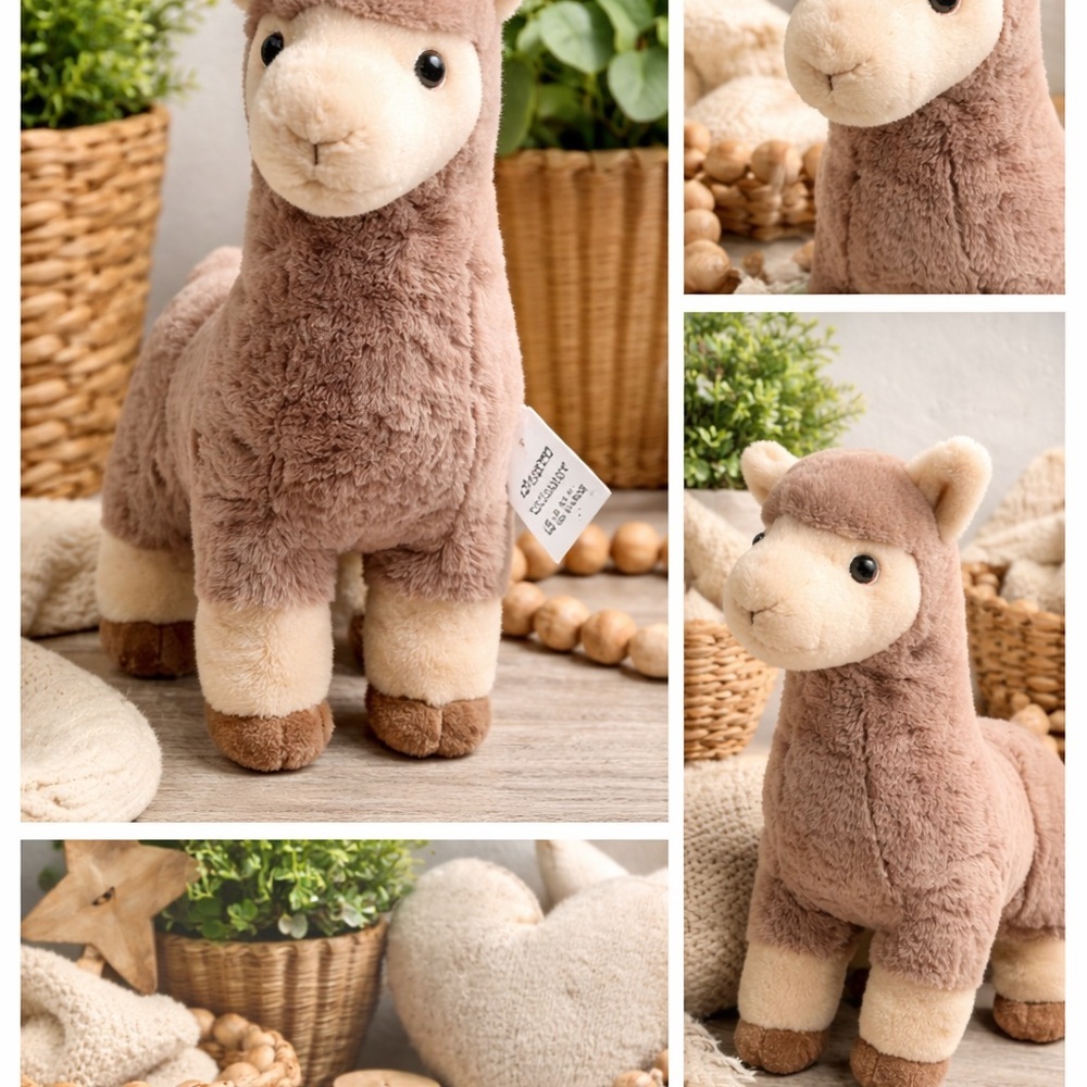 Aurora Eco Nation Alpaca Plush 9” Soft Llama Stuffed Animal Neutral
